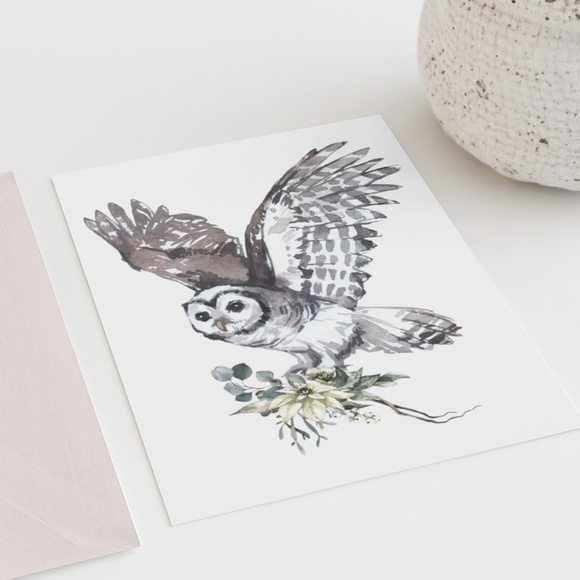 Owl Illustration Watercolor Wall Art Print Poster Portrait Unframed - Picture 9 of 10